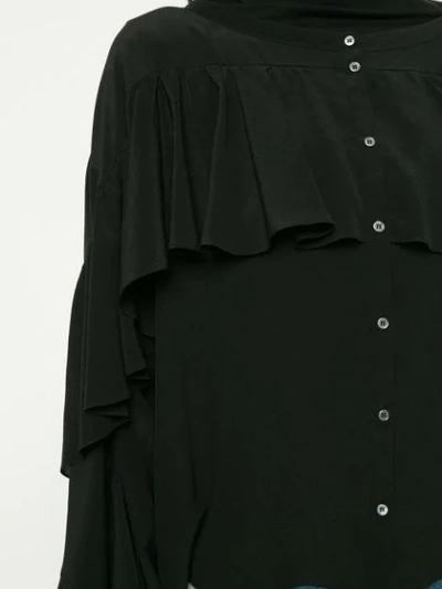 Shop Faith Connexion Ruffle Buttoned Blouse In Black