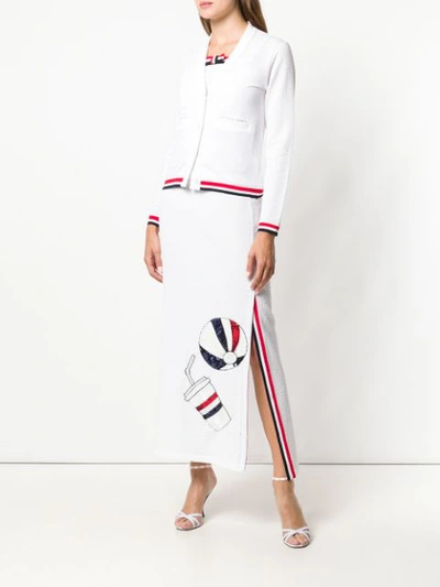 Shop Thom Browne Sequin Icon Seersucker Slip Skirt - White