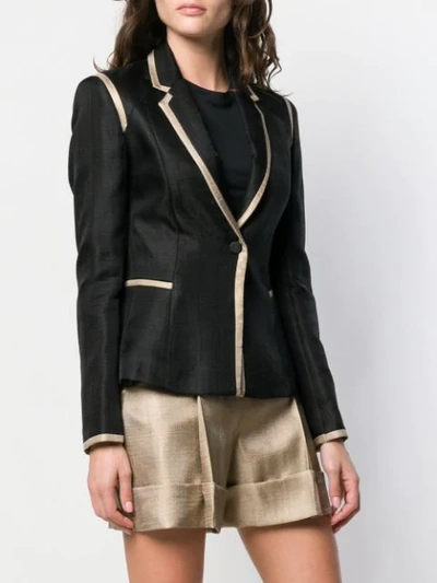 Shop Karl Lagerfeld Tailored Twill Blazer With Piping In Black