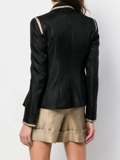 Shop Karl Lagerfeld Tailored Twill Blazer With Piping In Black