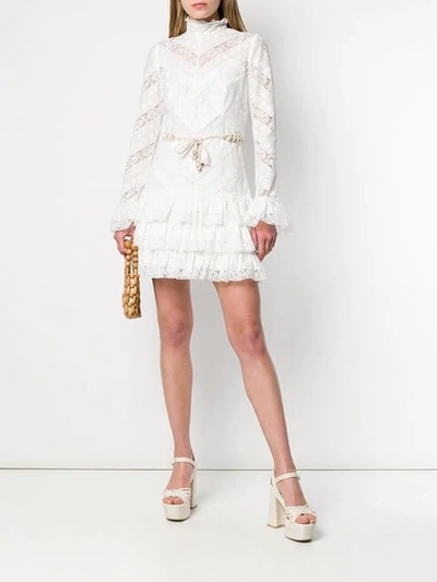Shop Zimmermann Lace Panel Tiered Dress In White