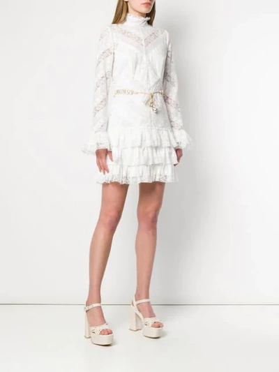 Shop Zimmermann Lace Panel Tiered Dress In White