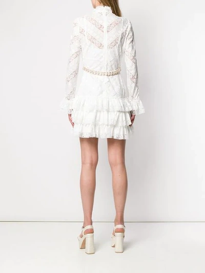 Shop Zimmermann Lace Panel Tiered Dress In White