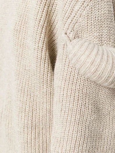 Shop Jw Anderson Desert Rib-knit Hoodie With Puff Sleeves In Brown