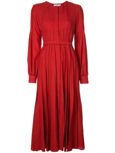 Shop Gabriela Hearst Pleated Midi Dress In Red