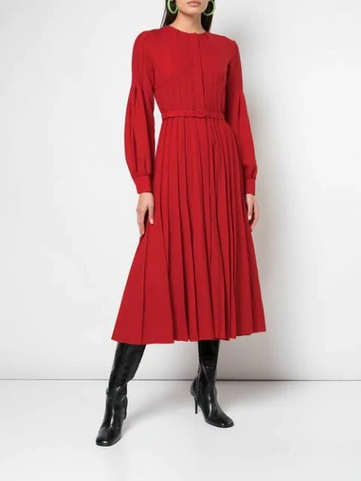 Shop Gabriela Hearst Pleated Midi Dress In Red