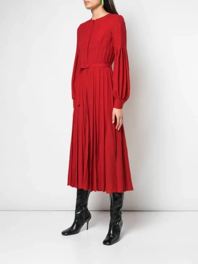 Shop Gabriela Hearst Pleated Midi Dress In Red