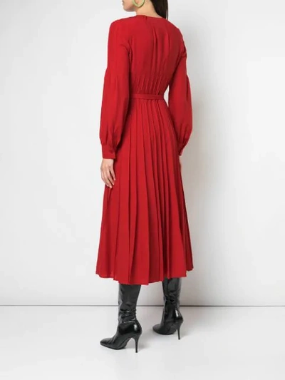 Shop Gabriela Hearst Pleated Midi Dress In Red
