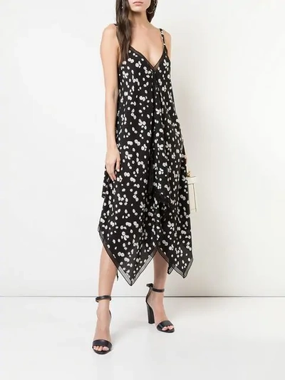 Shop Jason Wu Floral Flared Midi Dress In Black Multi