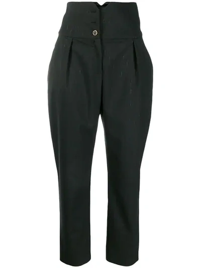 Shop Pinko Cropped Trousers In Black