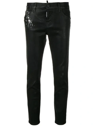 Shop Dsquared2 Paint Splat Skinny Jeans In Black