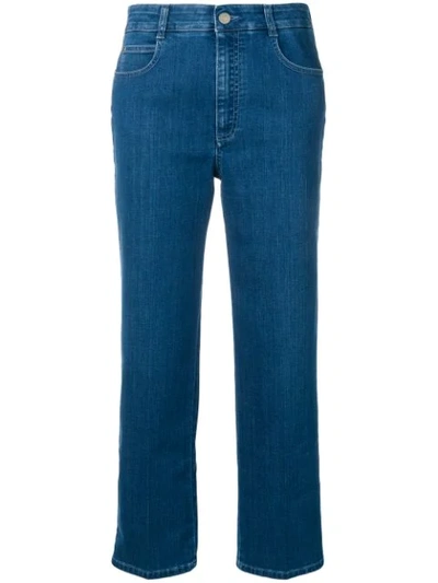 Shop Stella Mccartney Cropped Star Seam Jeans In Blue