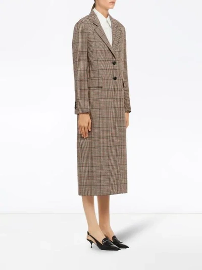 Shop Prada Houndstooth Check Coat In Red