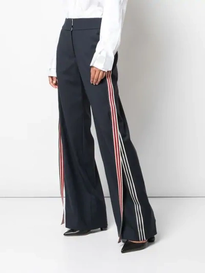 Shop Monse Racing Stripe Trousers In Blue