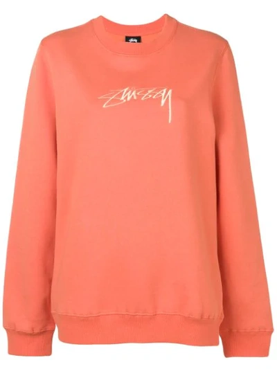 Shop Stussy Oversized Logo Sweatshirt - Orange