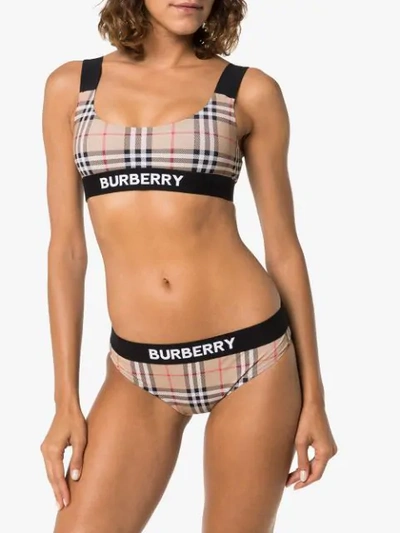 Shop Burberry Check Print Bikini - Brown