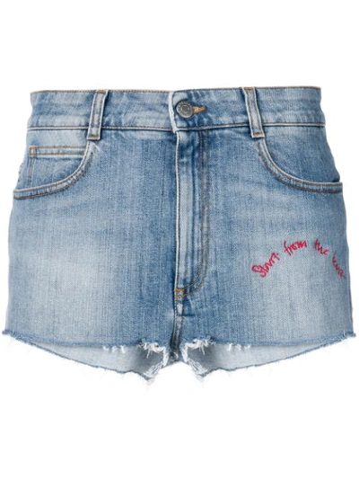 Shop Stella Mccartney Distressed Denim Shorts  In 4107 Blue