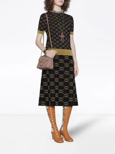 Shop Gucci Wool Top With Gg Motif In Black