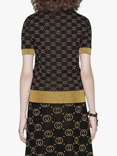 Shop Gucci Wool Top With Gg Motif In Black