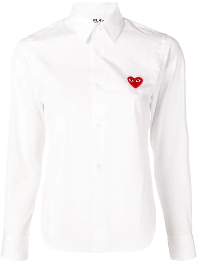 Shop Comme Des Garçons Play Embroidered Heart Shirt In White