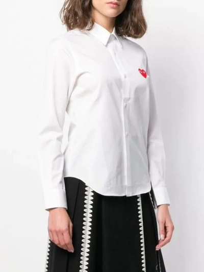 Shop Comme Des Garçons Play Embroidered Heart Shirt In White