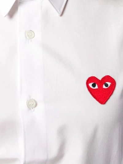 Shop Comme Des Garçons Play Embroidered Heart Shirt In White