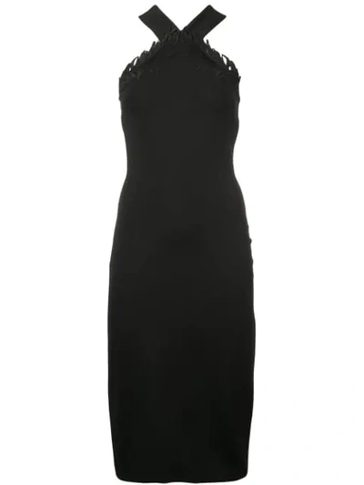 Shop David Koma Halterneck Tube Dress - Black