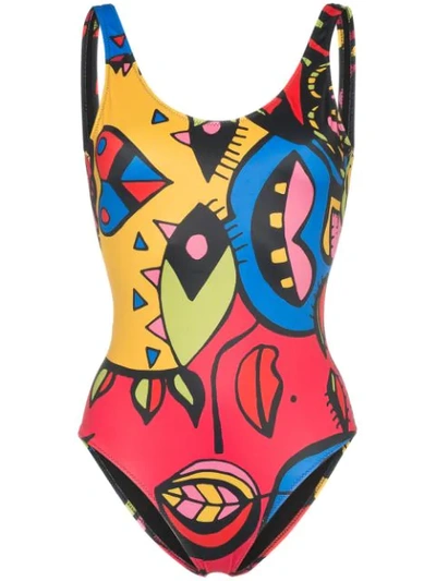 Shop Ellie Rassia Baywatch Print Swimsuit - Multicolour