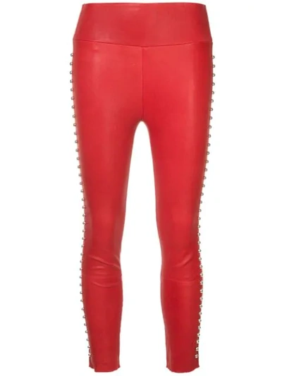 SPRWMN 铆钉镶嵌细节打底裤 - 红色