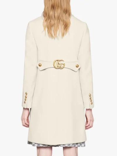 Shop Gucci Wool Coat With Double G In White