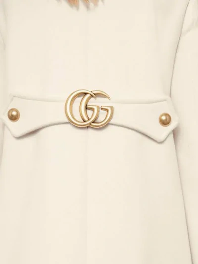 Shop Gucci Wool Coat With Double G In White