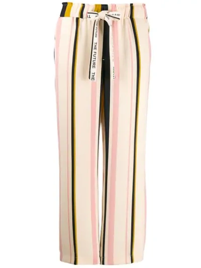 Shop Cambio Striped Trousers In Neutrals