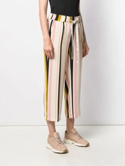 Shop Cambio Striped Trousers In Neutrals
