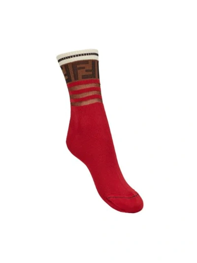 Shop Fendi Ff Motif Socks In Red