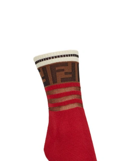 Shop Fendi Ff Motif Socks In Red