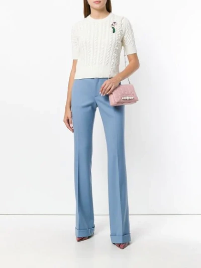 Shop Miu Miu Bootcut Tailored Trousers In Blue