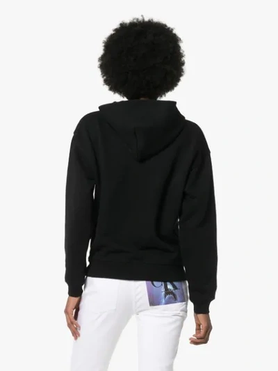 Shop Givenchy Logo Print Hoodie In 001 Black