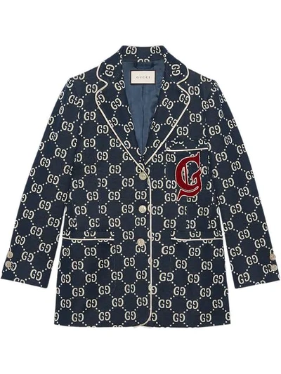 Shop Gucci Gg Jersey Jacket In Blue