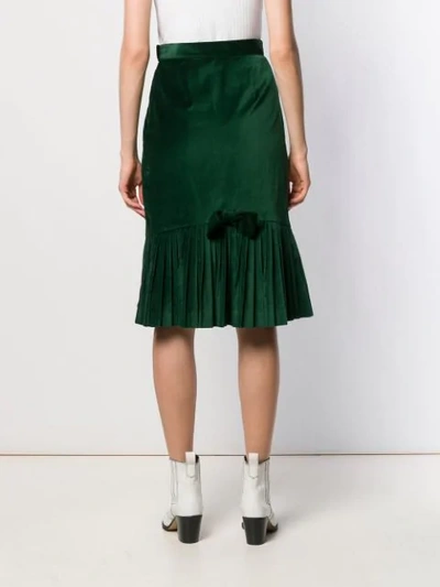 Shop Batsheva Velvet Flared Midi Skirt In Green