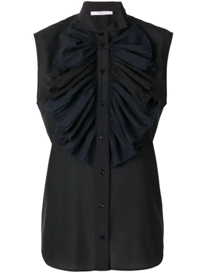 Shop Givenchy Frilled Bib Sleeveless Blouse In Black