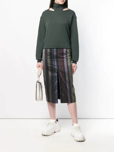 Shop Aalto Striped Straight Skirt In Black