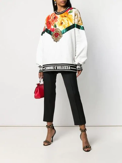 Shop Dolce & Gabbana Bead Embroidery Sweater In White