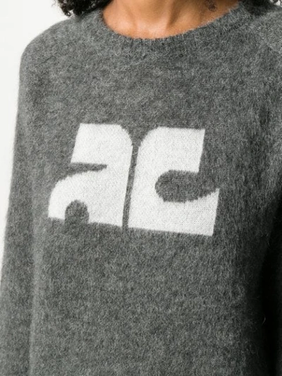 Shop Courrèges Logo-detail Mohair Jumper In Grey