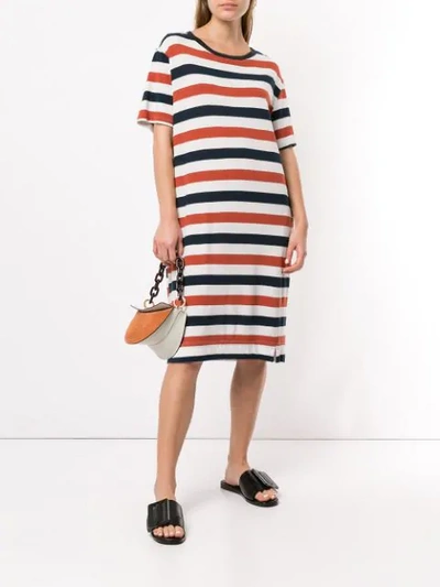 Shop Bassike Striped T-shirt Dress - Multicolour