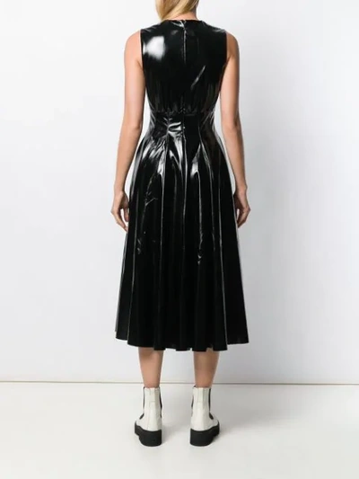 Shop Msgm Faux Leather Midi Dress In Black