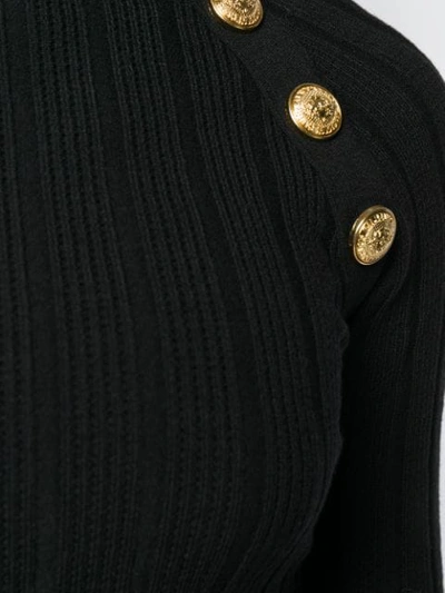 Shop Balmain Ribbed Knit Top In Black