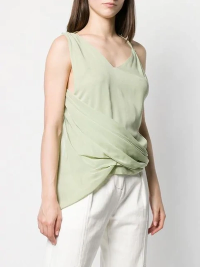 Shop Jacquemus Asymmetric Gathered Top In Green