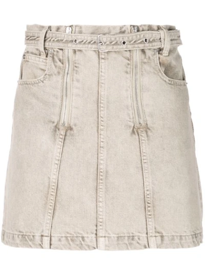 Shop Proenza Schouler Pswl Zip Rigid Denim Skirt In Brown