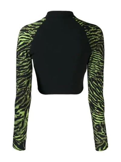 Shop Ganni Tiger Print Beach Cover-up In Black