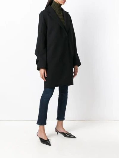 Shop Victoria Victoria Beckham Ruffled Coat In Black